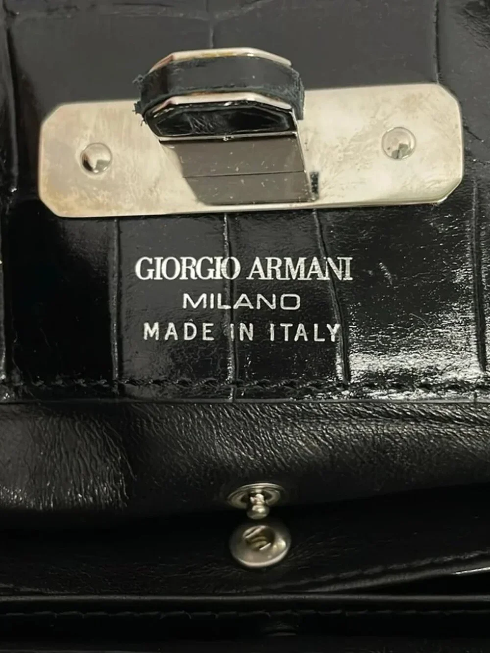 GIORGIO ARMANI Black Velour Leather Handbag